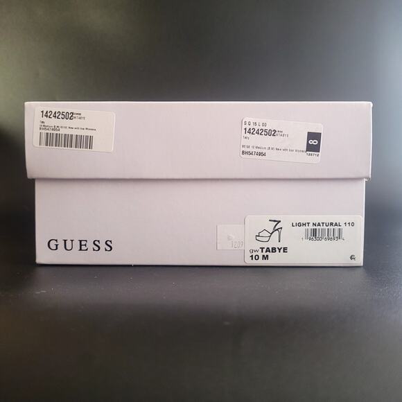 Guess Tabye Beige Patent Leather Platform Strappy Heels Spring Summer Sz 10 NWB - Picture 9 of 9